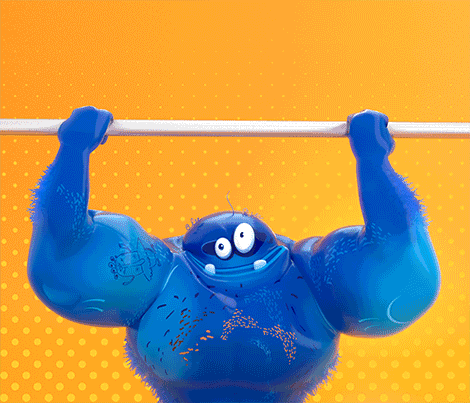 Animacja 3D Mocu ćwiczącego w studio